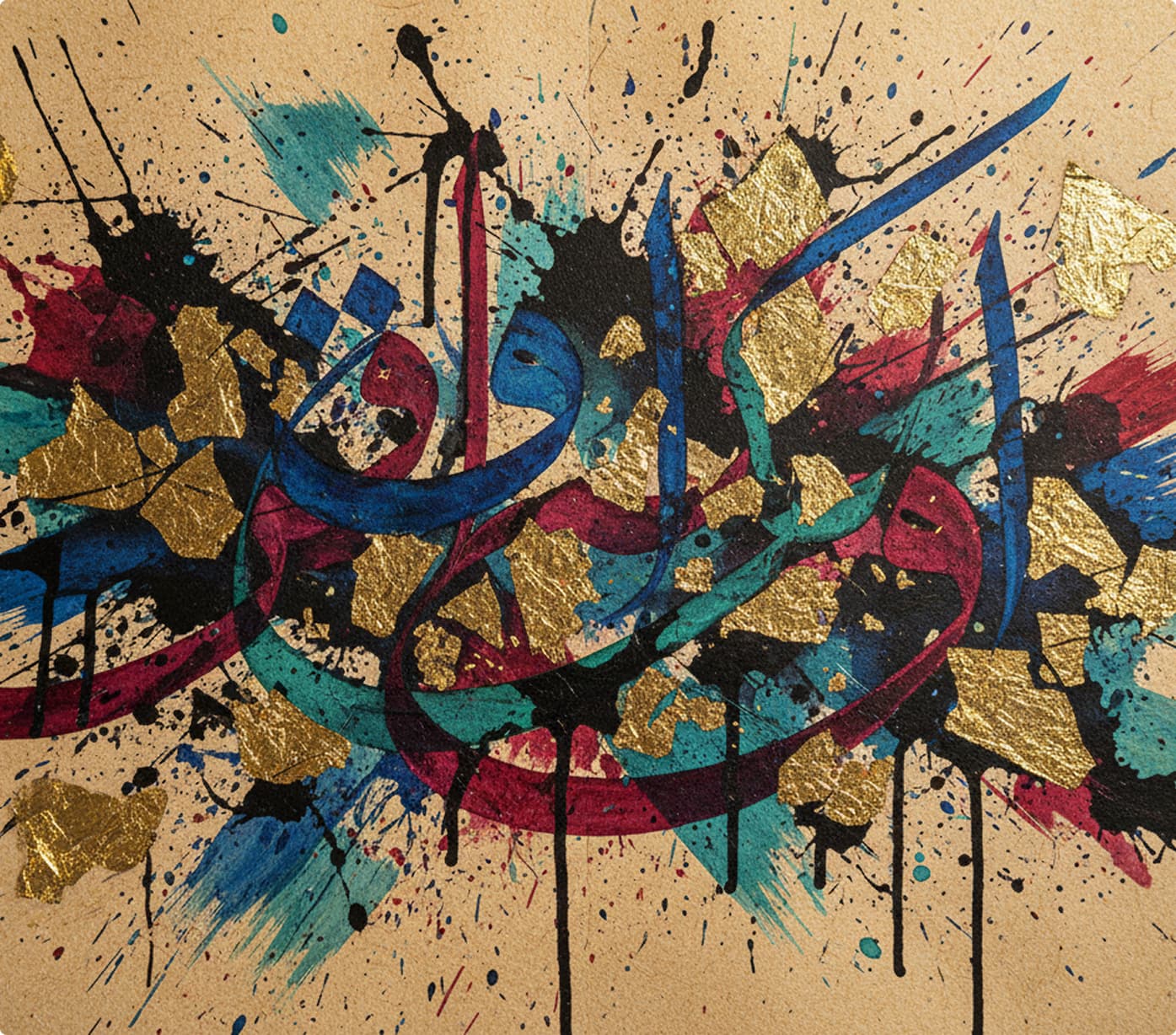نقاشی‌خط معاصر با طلا و مرکب